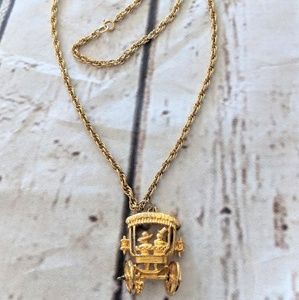 Vintage Gold tone Statement Runway necklace